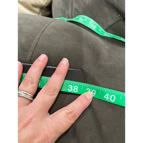 Vintage Y2K Brown Leather Belt Boho Oval Natural Stone Bronze Buckle Sz M - Picture 3 of 7